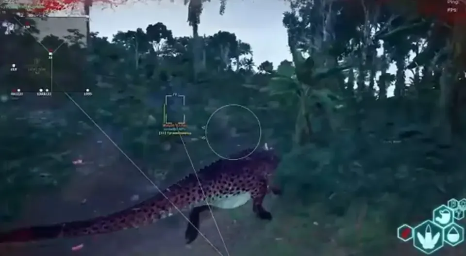 The Isle Hacks ESP in jungle — Tyrannosaurus track with snaplines and radar