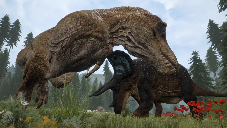 The Isle gameplay — dense jungle and dinosaur hunt view